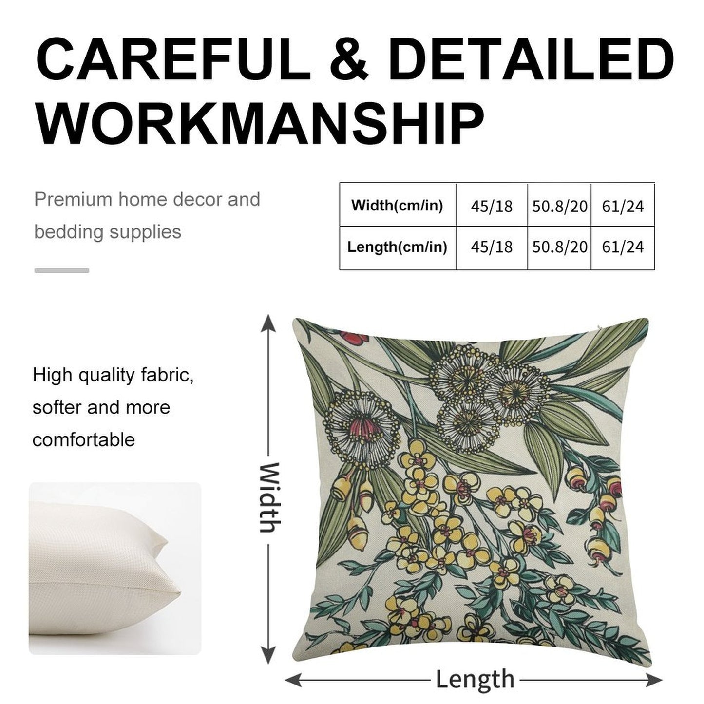 Retro Australian Native Floral Linen Throw Pillow Cover