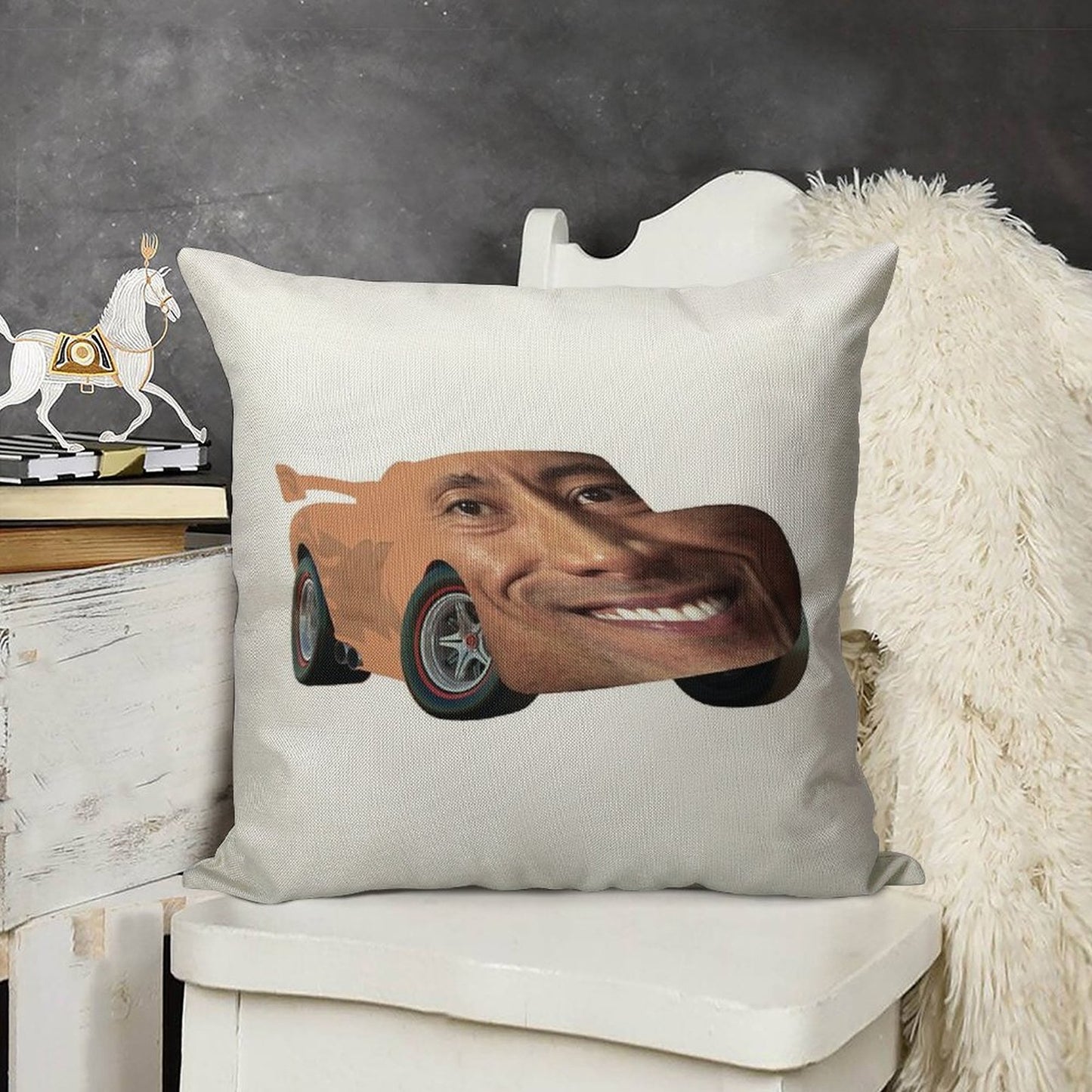 Lightning The Rock McQueen Linen Throw Pillow Cover