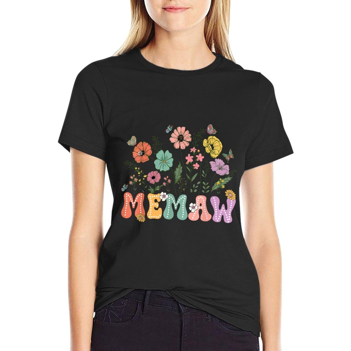 Memaw Mothers Day For Grandma Wildflower Floral Women T-Shirt