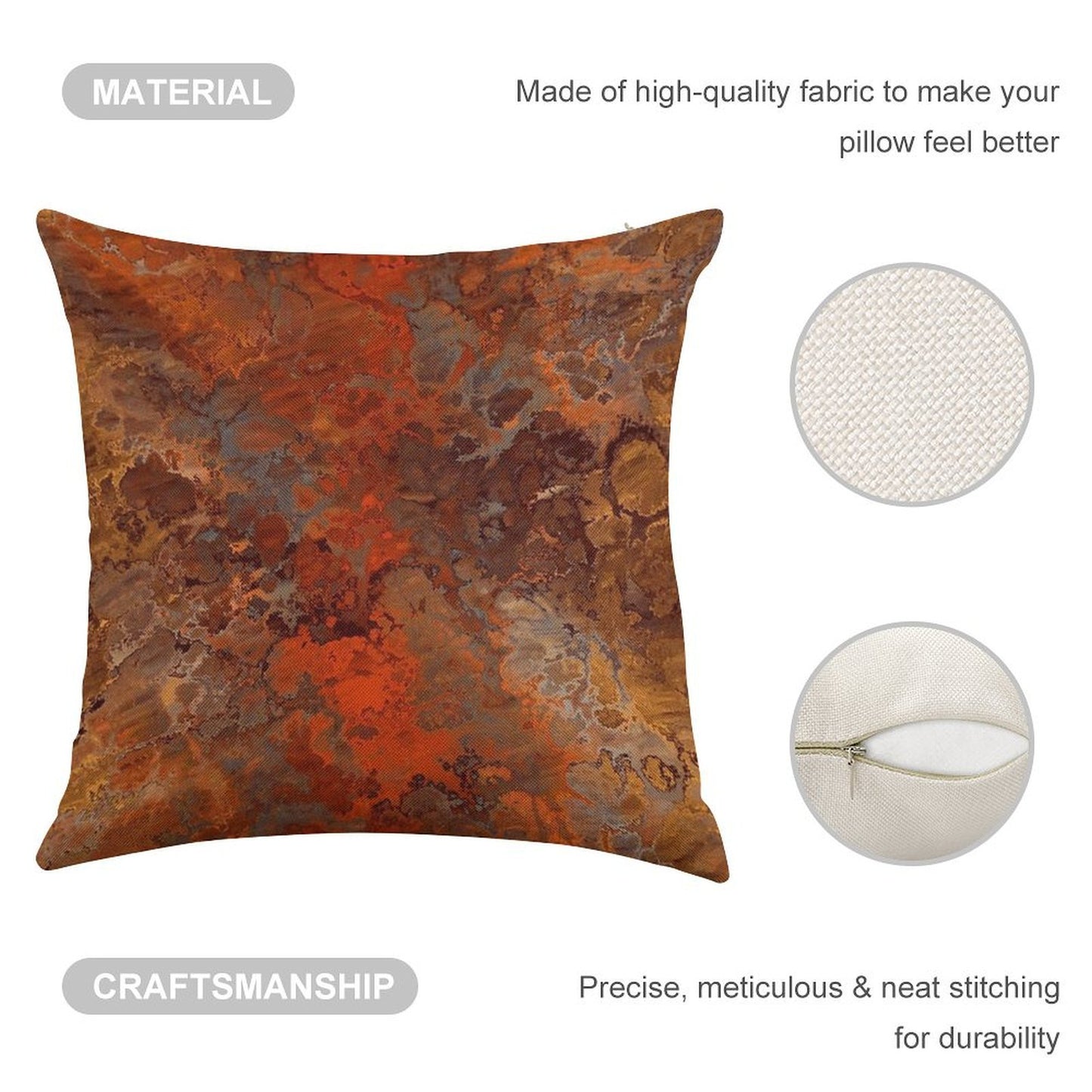 Gold And Rust Linen Throw Pillow Cover