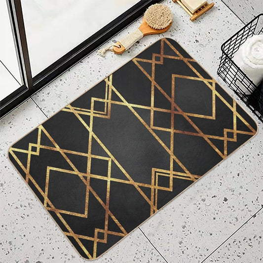 Black Gold Geometric Bath Mat