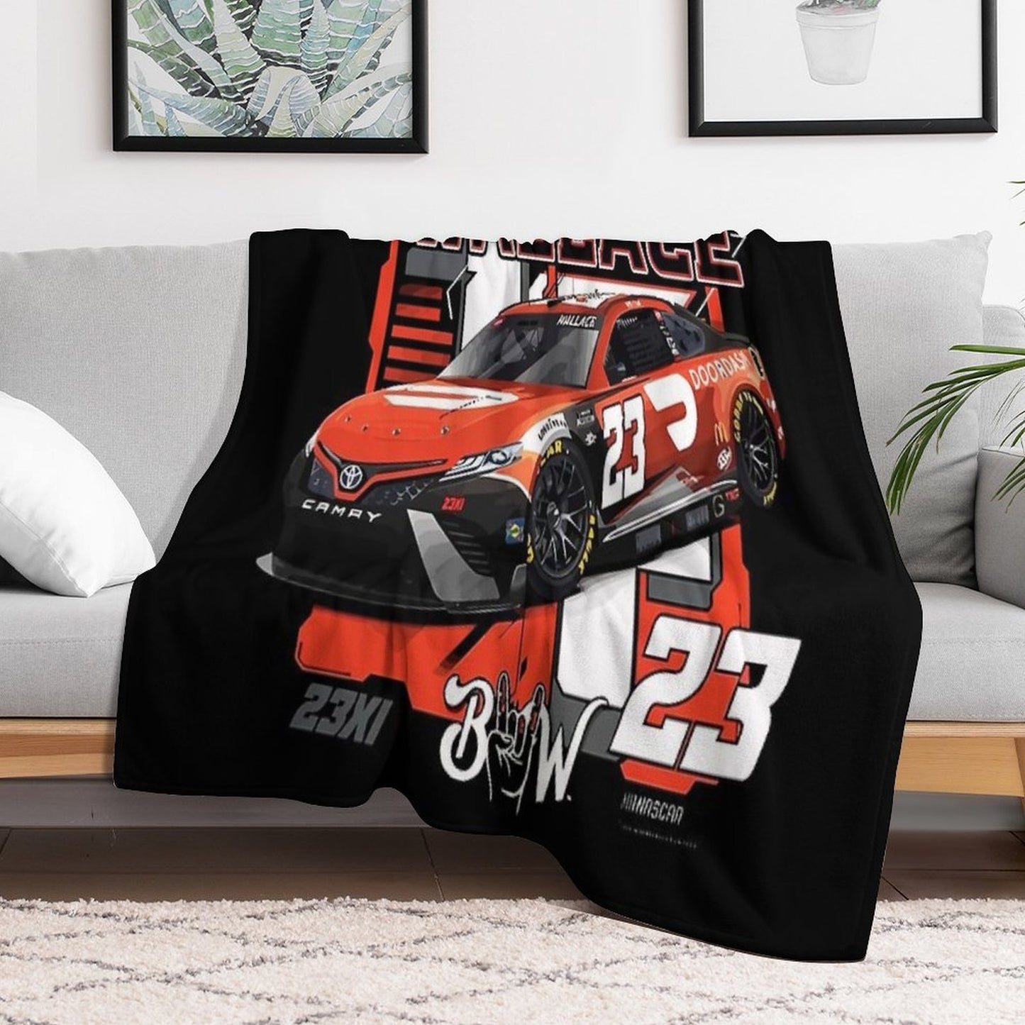 Bubba Wallace 23 Nascar Racing Car Throw Blanket
