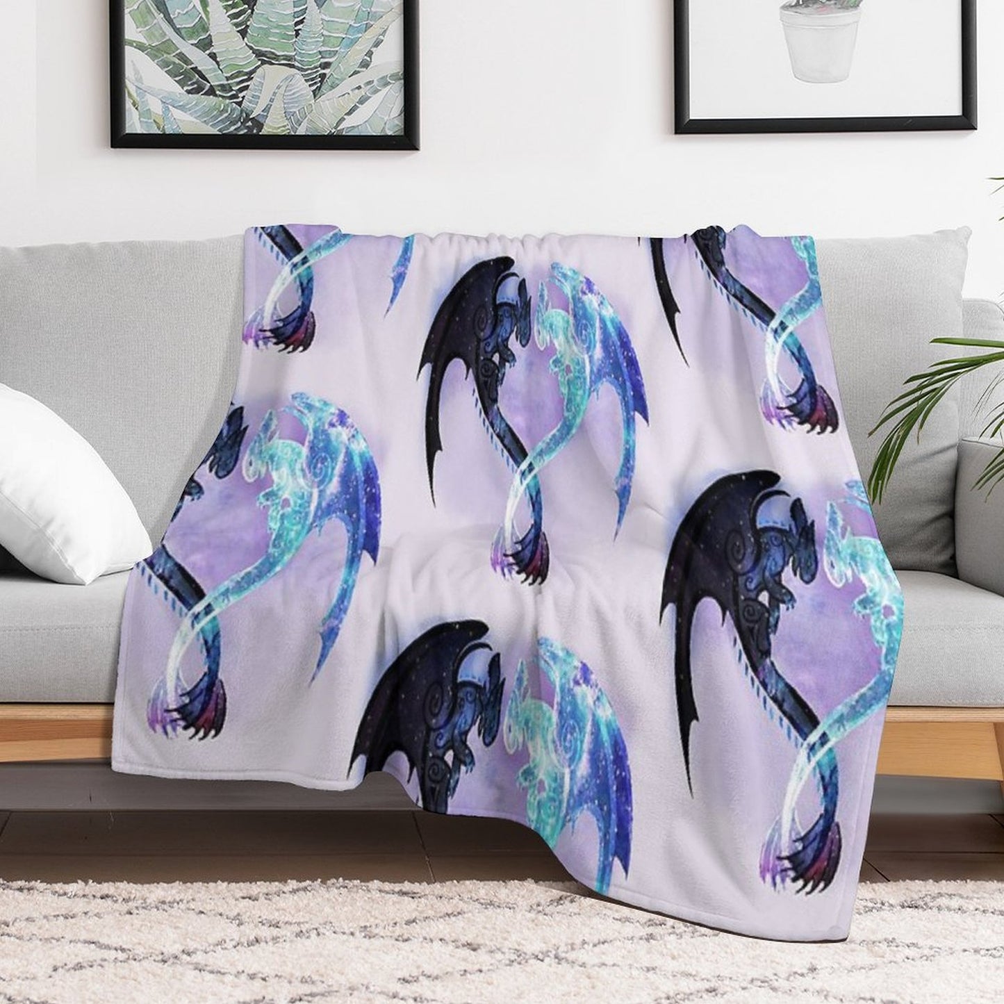 Dragon Heart Toothless And Light Fury Throw Blanket