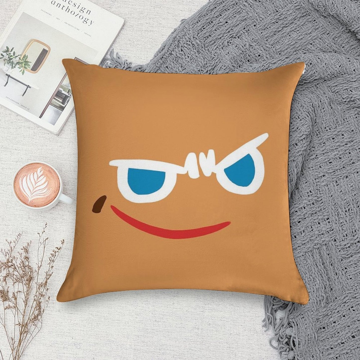 Gingerbrave Cursed Face Soft Anti-Pilling Throw Pillow