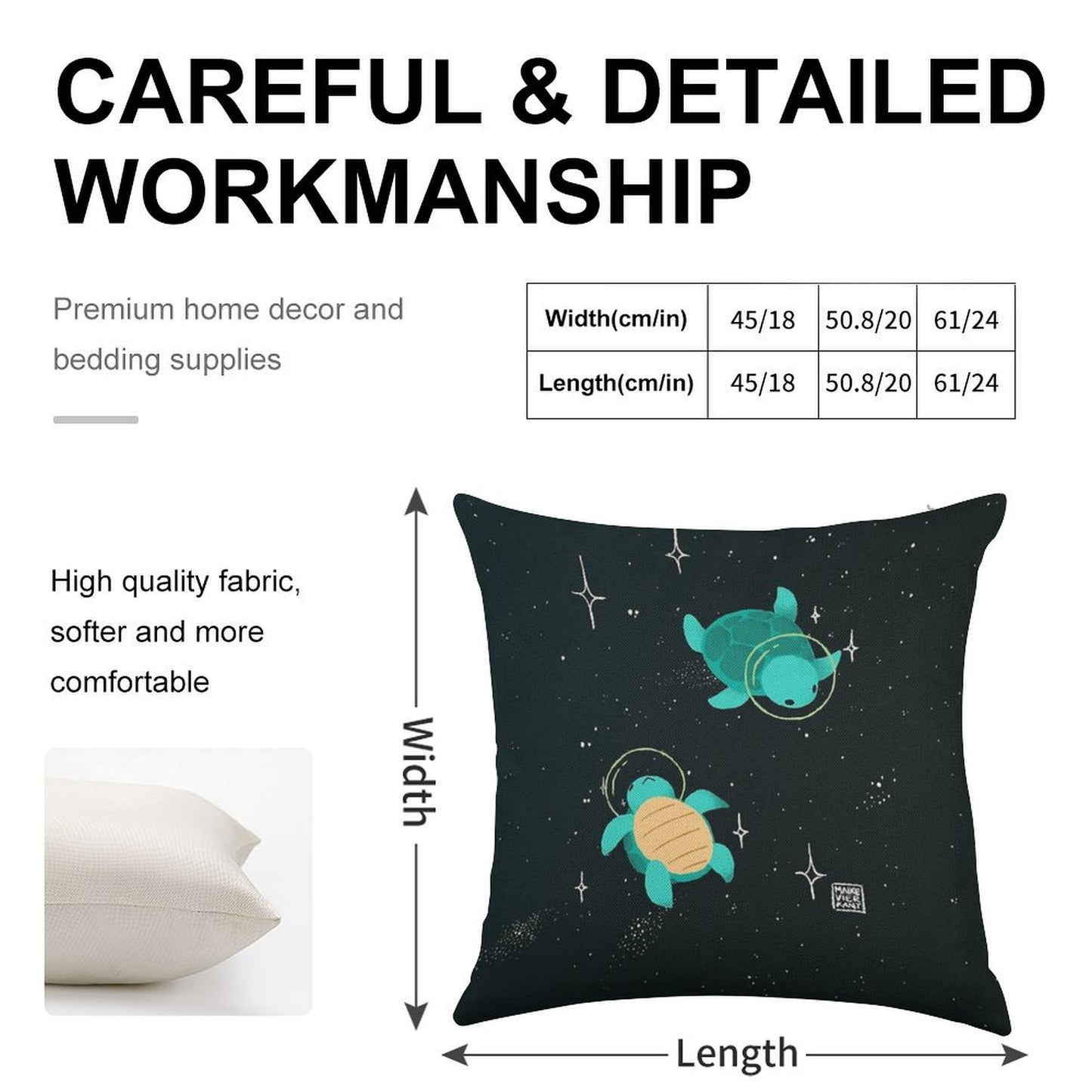 Space Turtles Linen Throw Pillow Cover