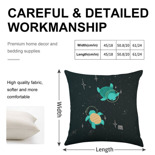 Space Turtles Linen Throw Pillow Cover