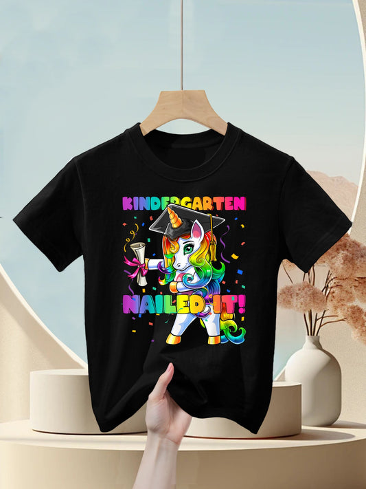 Flossing Unicorn Kindergarten Graduation Cap Gift for Girls Kids T-Shirt