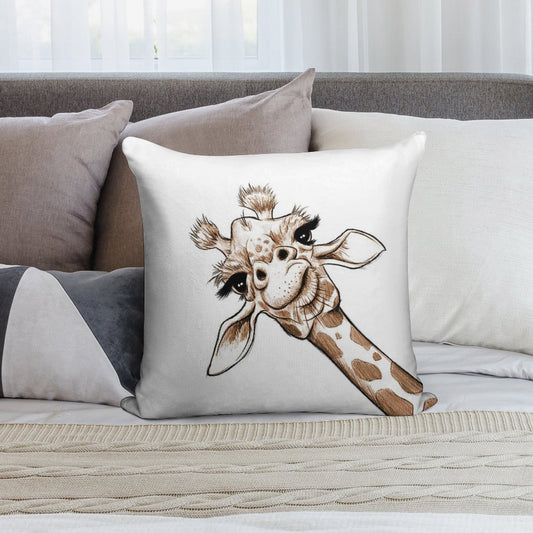 Sketch Giraffe Art Soft Washable Throw Pillow
