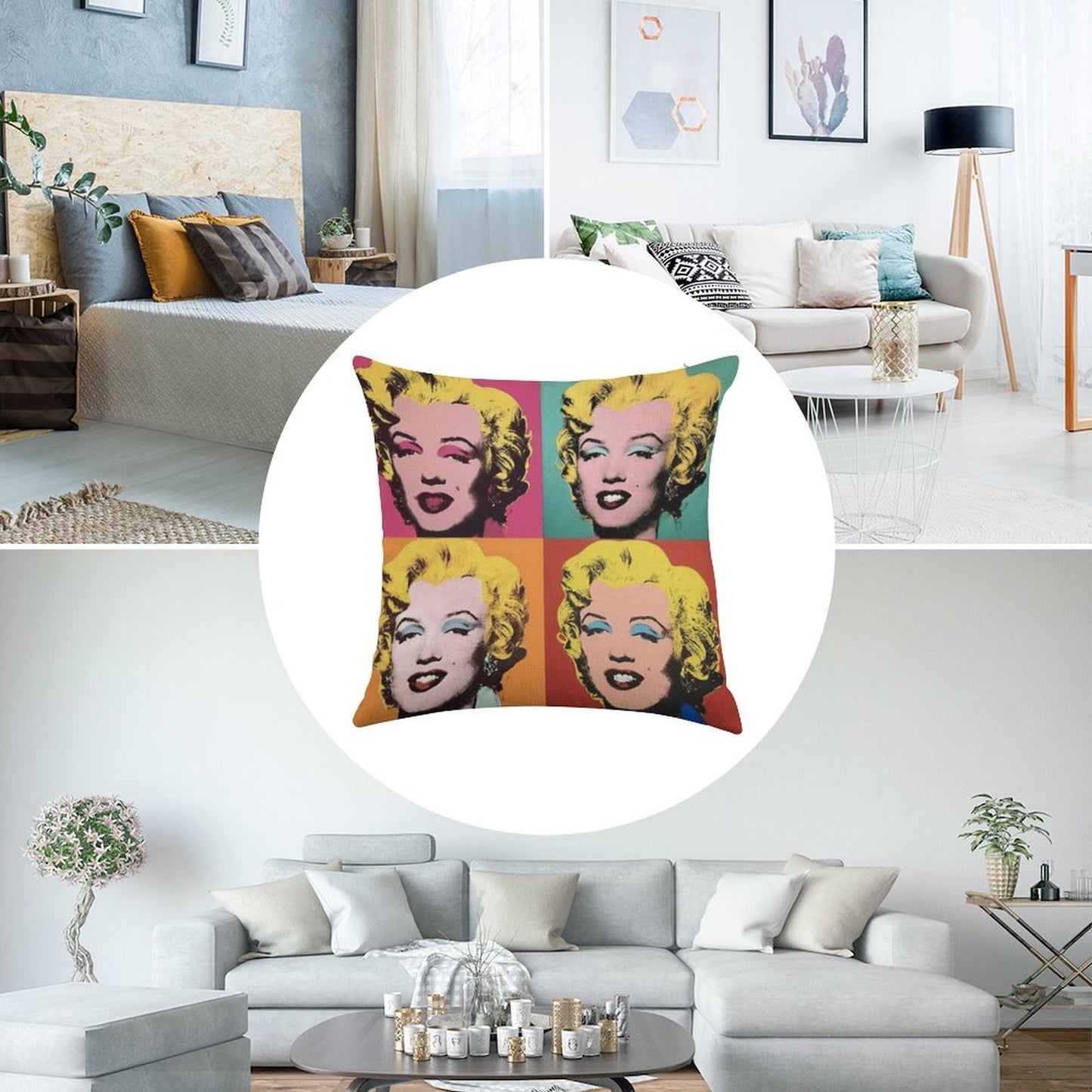 Andy Warhol Marilyn Linen Throw Pillow Cover