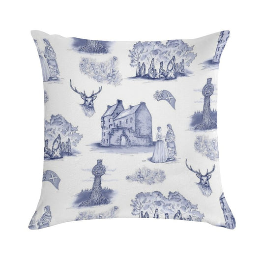 Highlander Toile in Blue Soft Warmth Comfort Throw Pillow