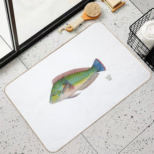Green Parrot Fish Bath Mat