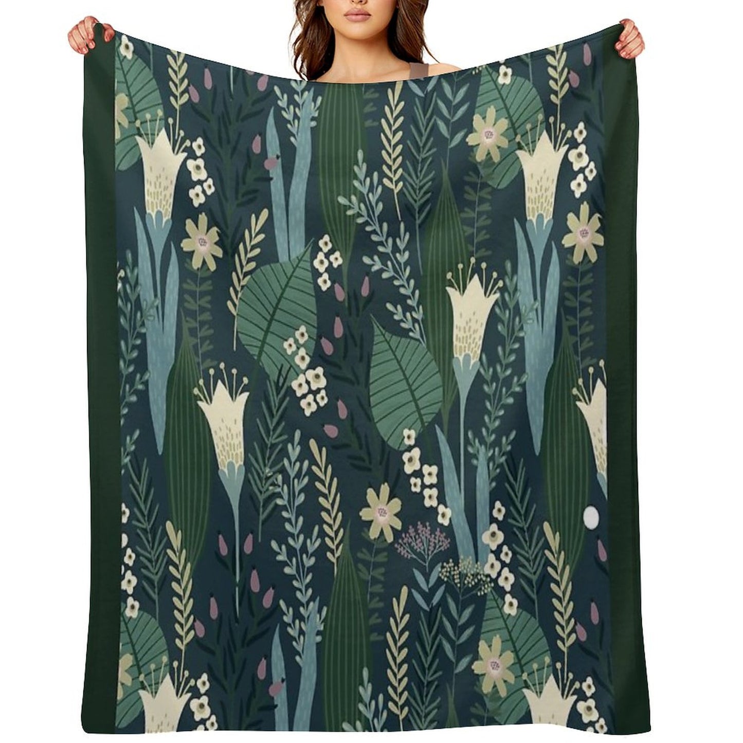 Wonderful Mid-Century Style Evening Lily And Wildflower Pattern Throw Blanket