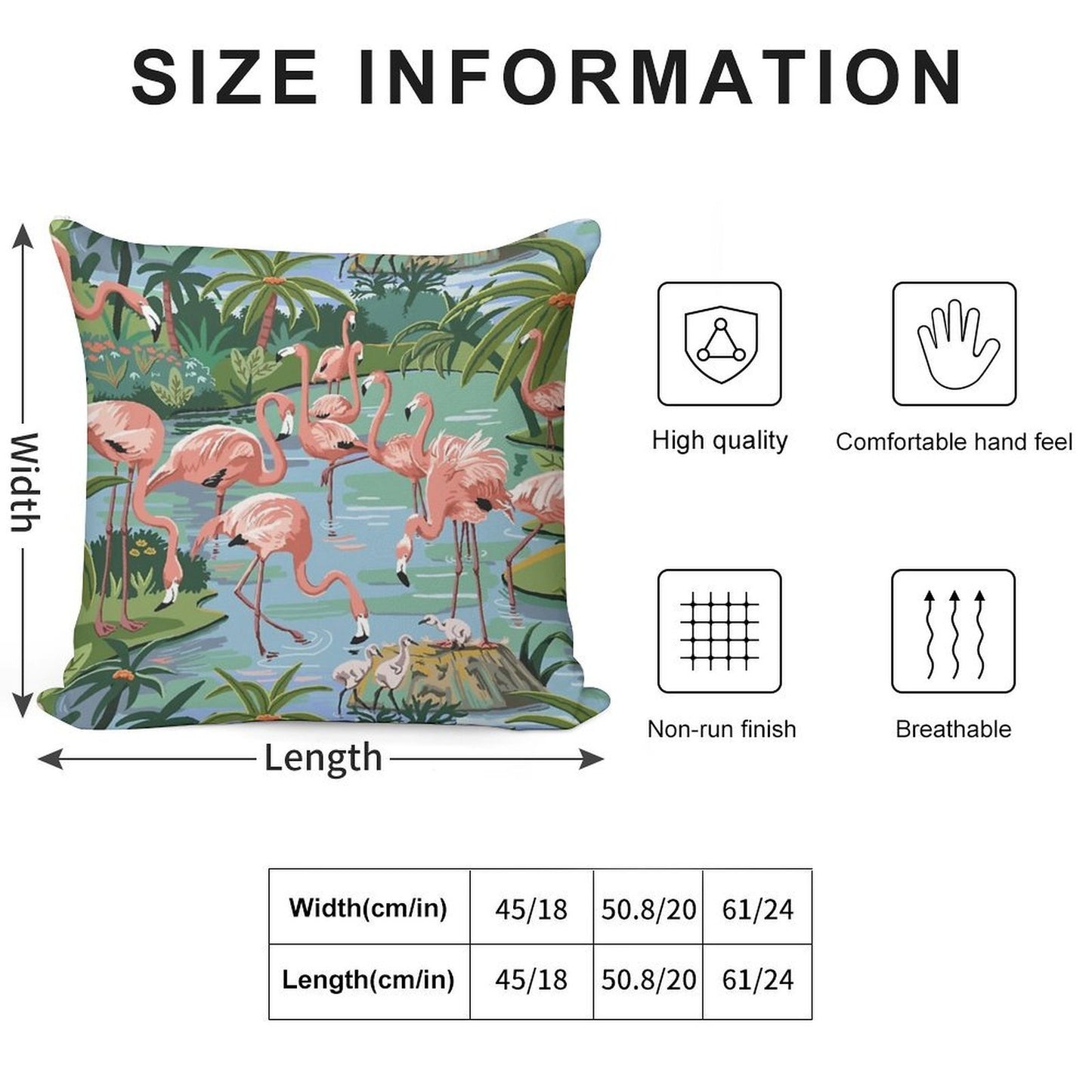 Flamingo Lagoon Vintage Style Paint by Number Soft Anti-Pilling Throw Pillow