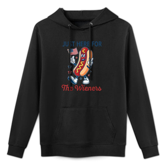 Just Here For The Wieners 4th of July Funny Hot Dog Versatile Streetwear Hoodie