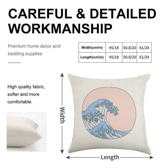 Aesthetic Wave Linen Throw Pillow Cover
