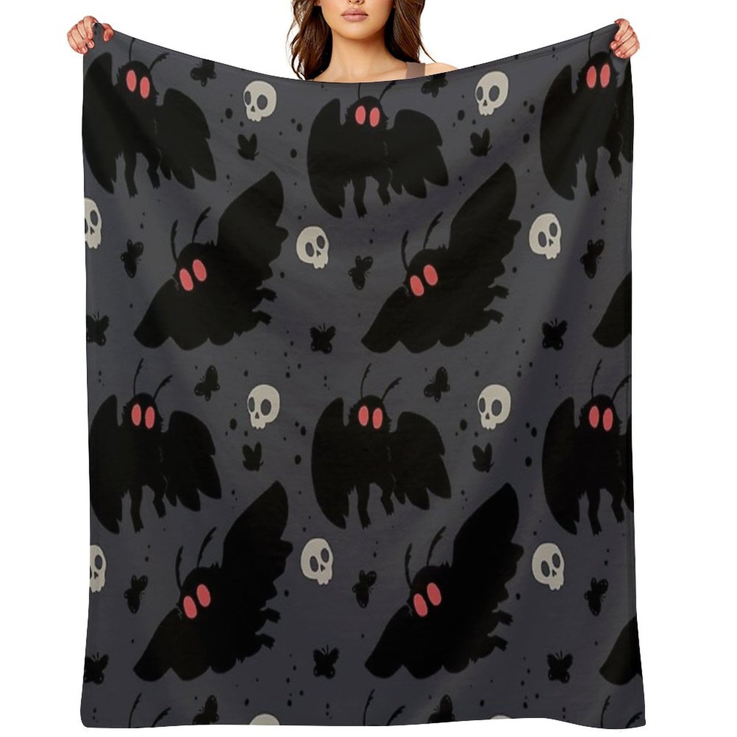Mothman - Night Grey Throw Blanket