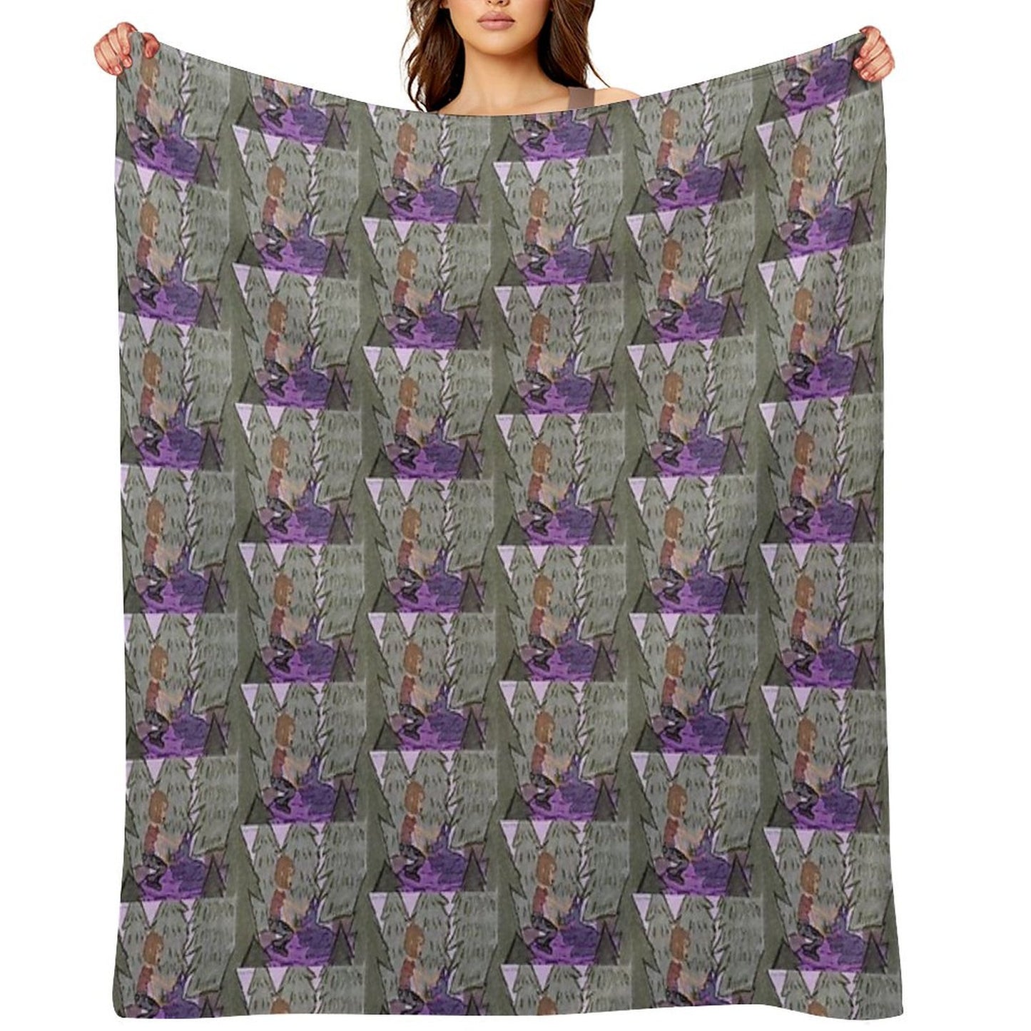 Sigrid And The Wolverine Throw Blanket