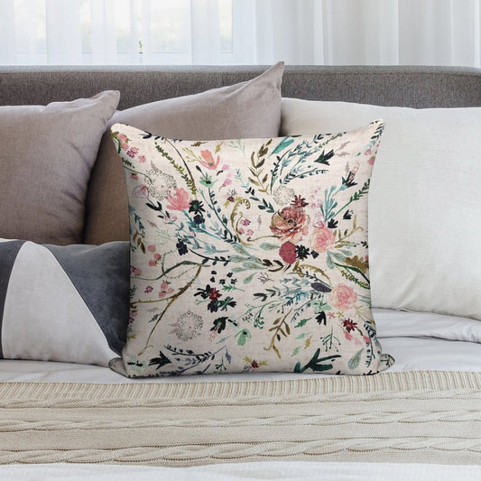 Fable Floral Soft Short Plush Fabric Throw Pillow