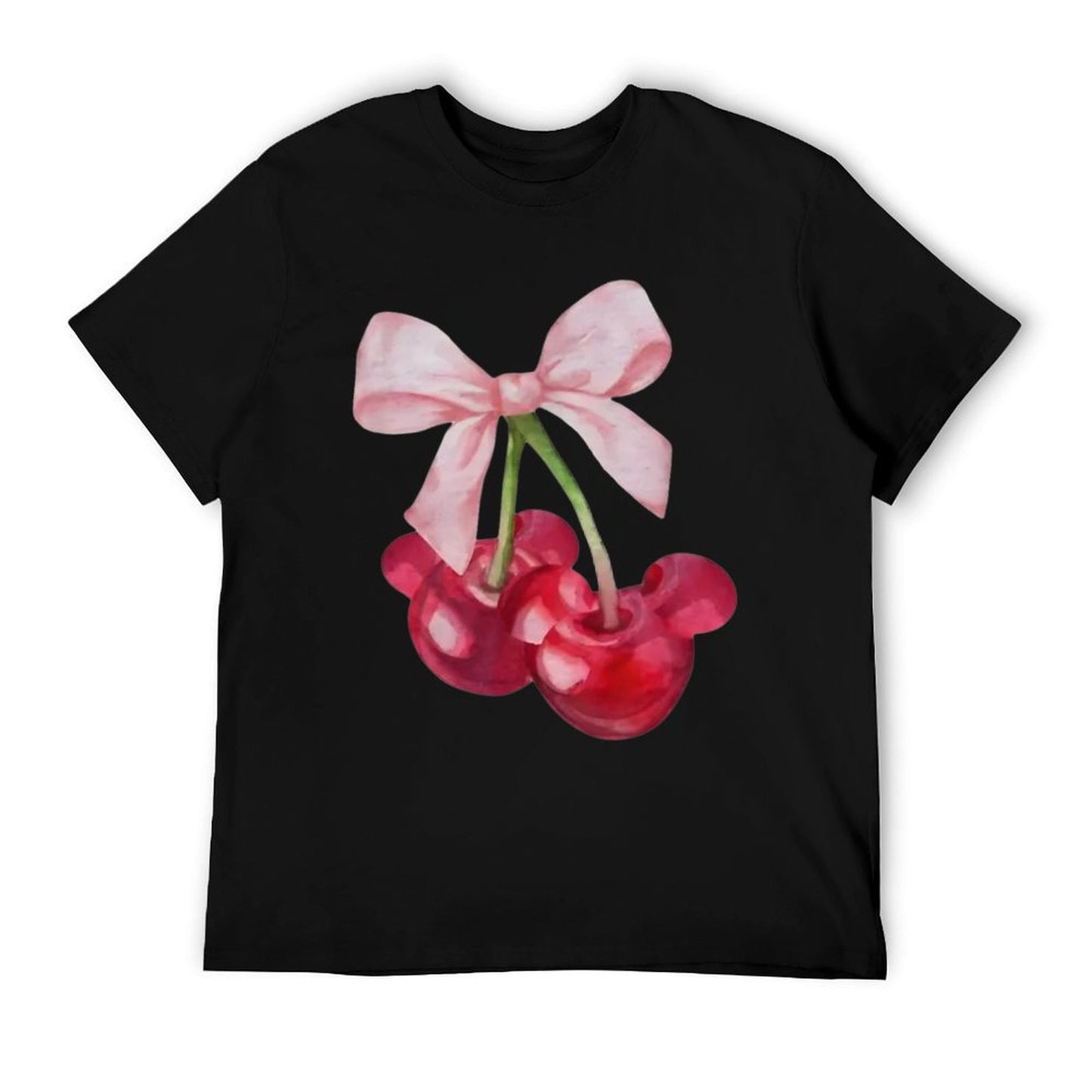 Retro Cute Mouse Ears Cherry Bow Coquette Womens T-Shirt