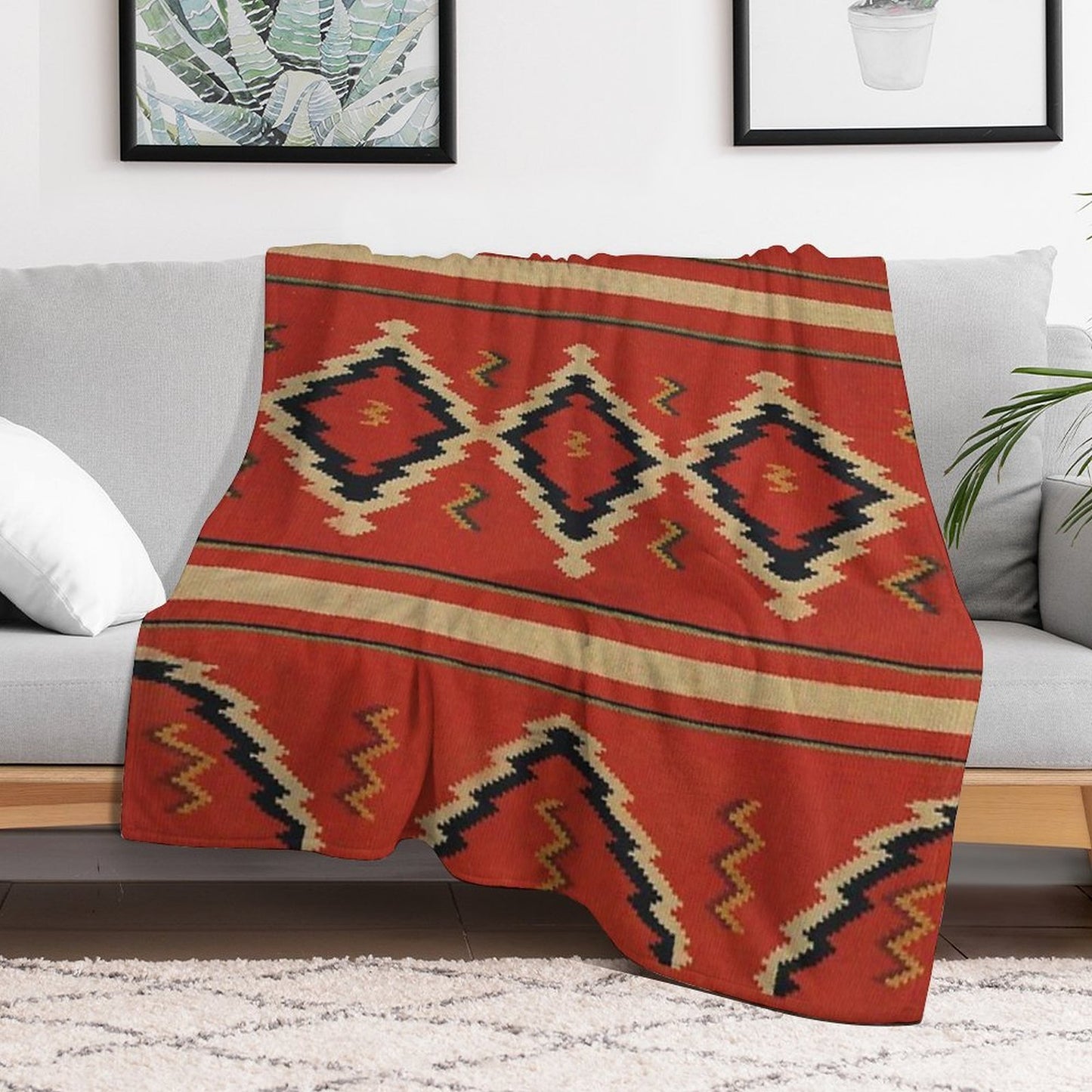 Navajo Textile Native American Weaving Pattern 26 Throw Blanket