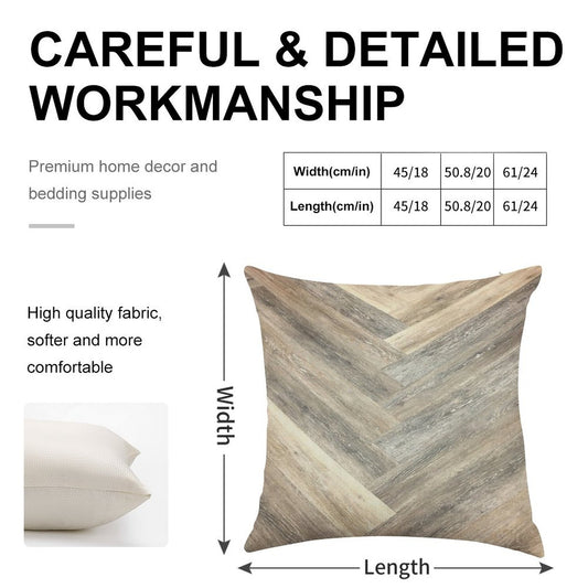 Contemporary Caramel Brown Grey Beige Farmhouse Barn Wood Linen Throw Pillow Cover