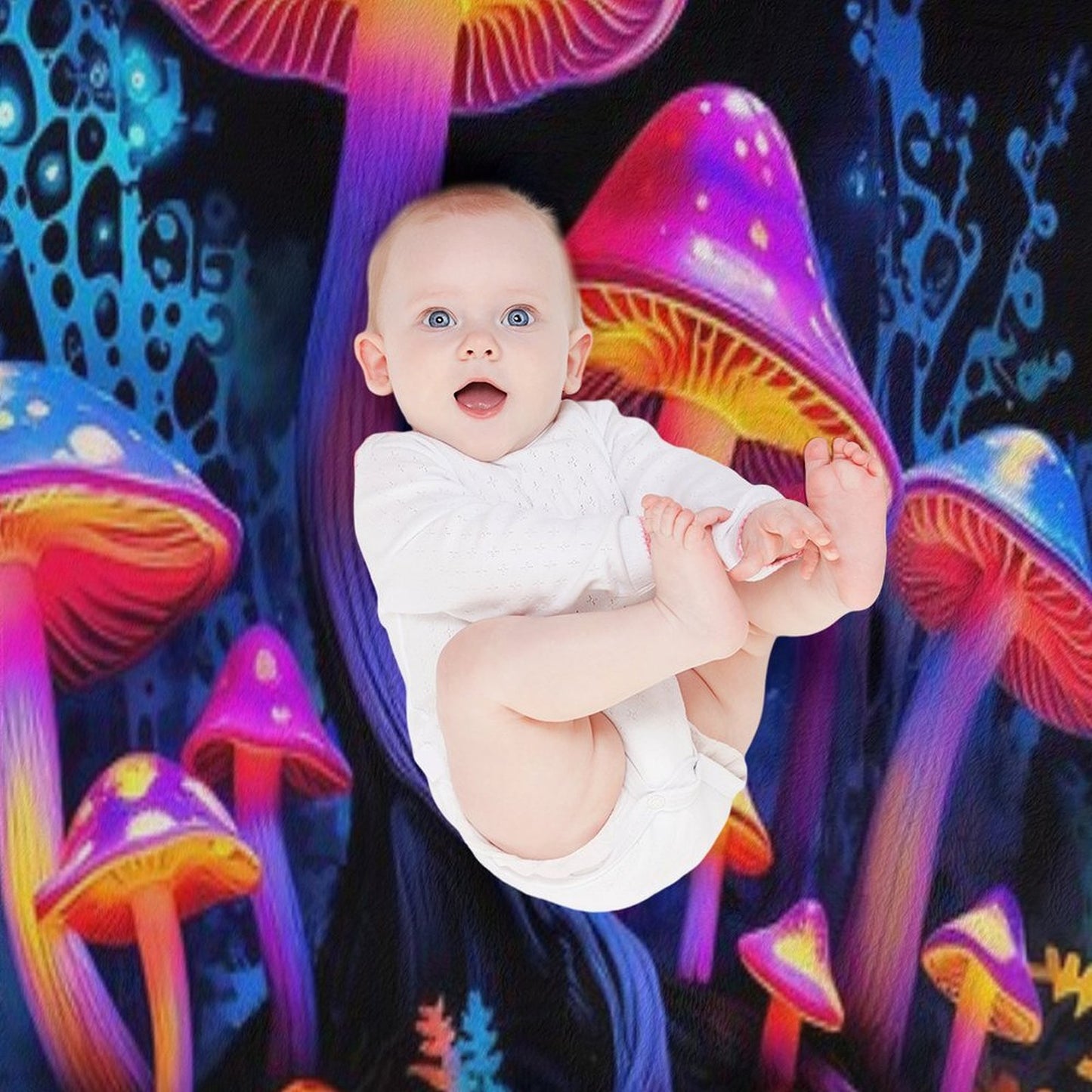 MAGIC MUSHROOMS PSYTRANCE TAPESTRY Throw Blanket