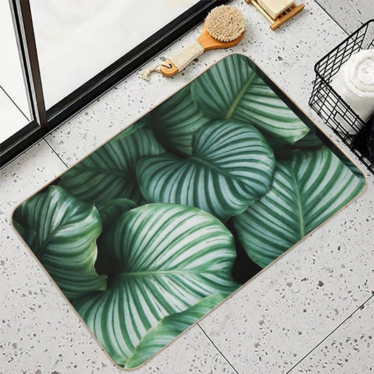 Beautiful Tropical Green Plants Bath Mat