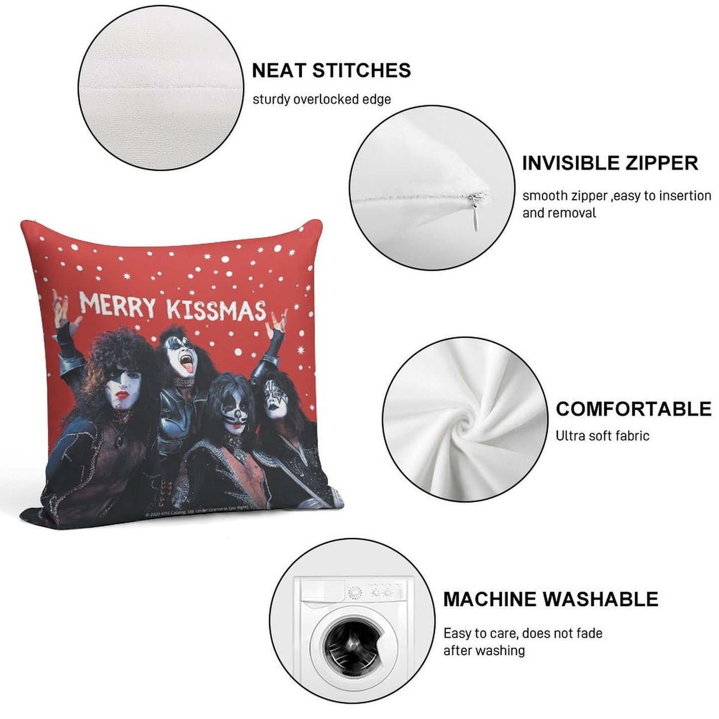 Merry Kissmas! Soft Skin-Friendly Throw Pillow