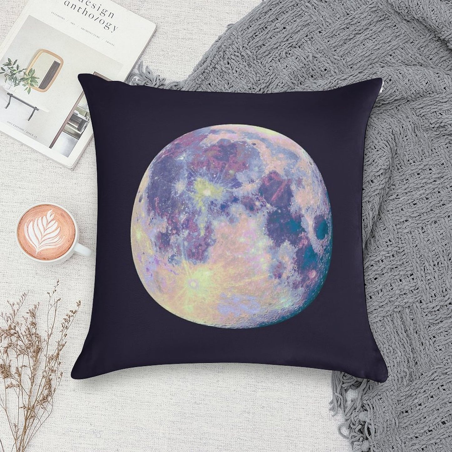 Moon Soft Hidden Zipper Throw Pillow