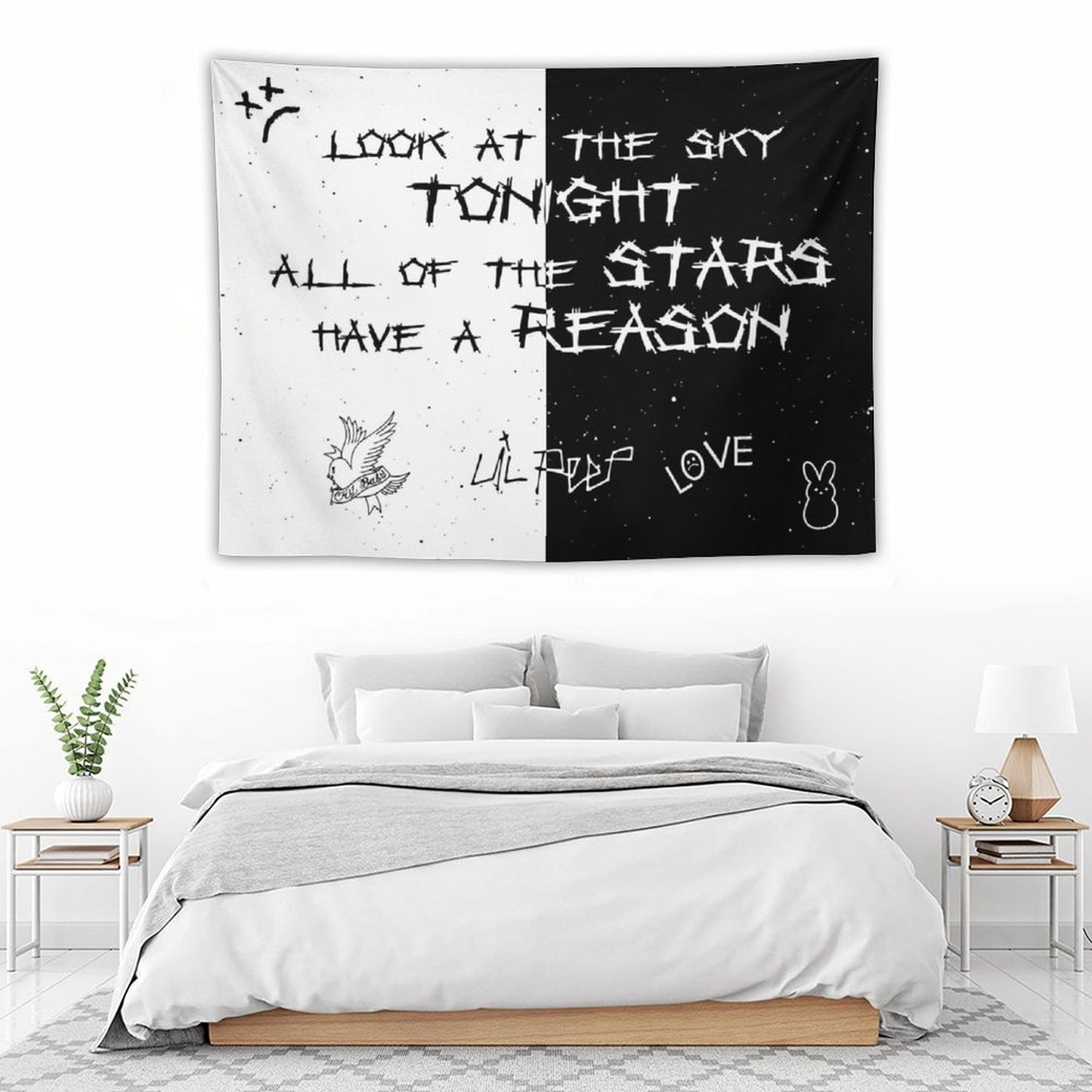 Lil Peep White And Black Star Tapestry
