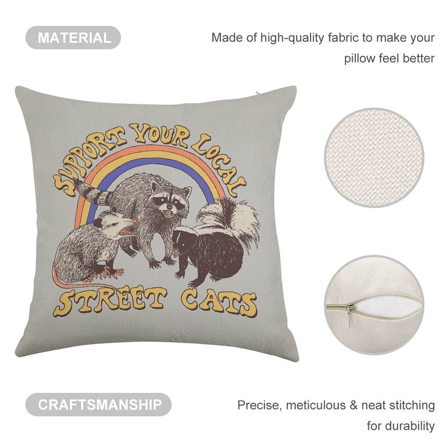 Street Cats Linen Throw Pillow Cover