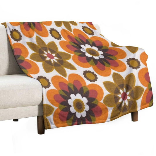 Hippie Chic Flowers Throw Blanket