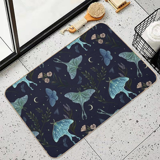 Luna Moth Pattern Toxin-Free Bath Mat