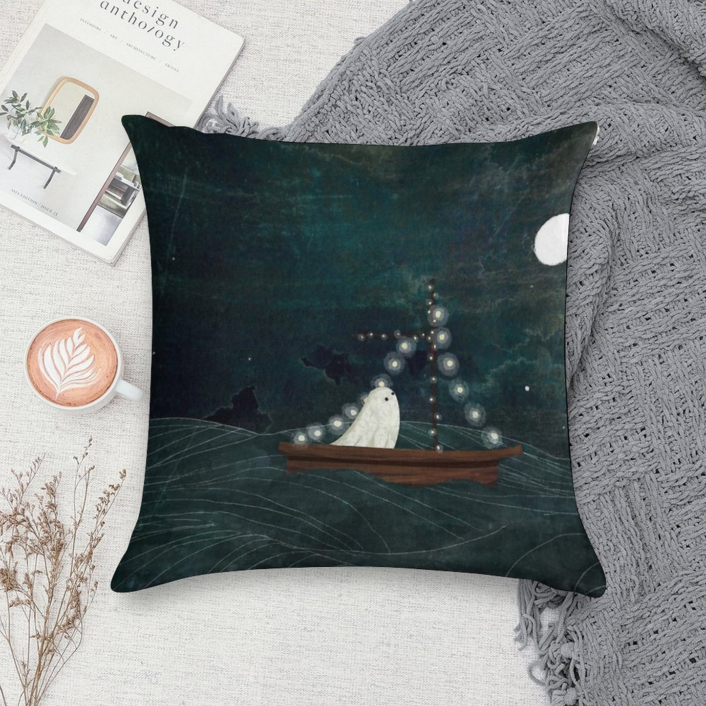 Ghost Boat Ride Soft Bedroom Essential Throw Pillow