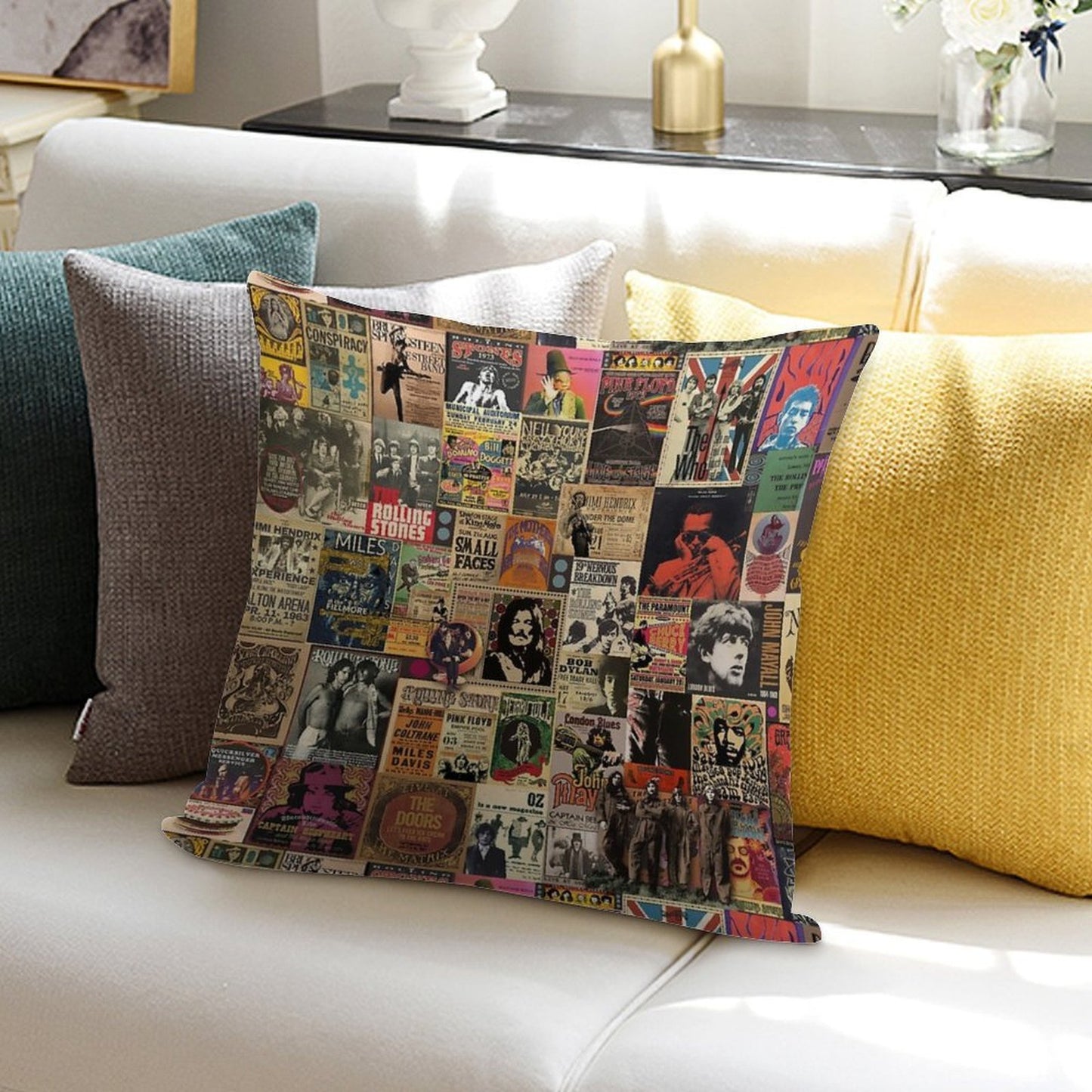Rock N' Roll Stories Soft Hidden Zipper Throw Pillow