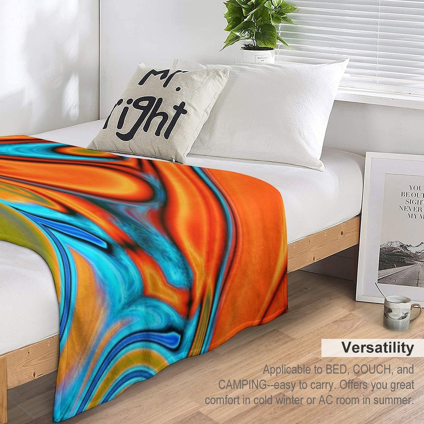 Vivid Modern Southwest Hipster Turquoise Orange Swirls Throw Blanket