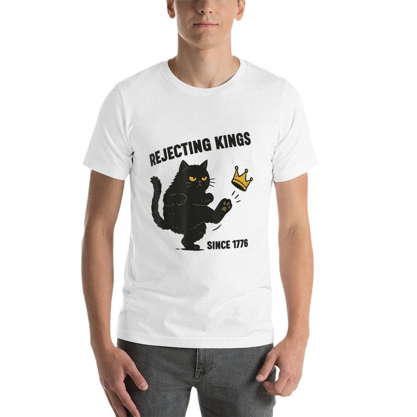Rejecting Kings America Since 1776 Political Funny Black Cat Vintage-inspired T-Shirt