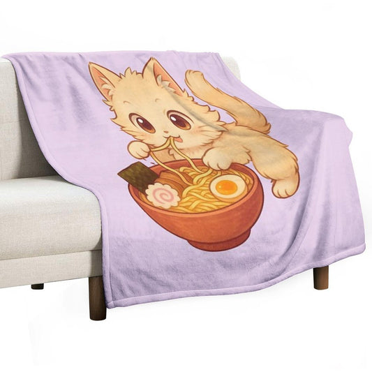 Kitty Ramen Throw Blanket