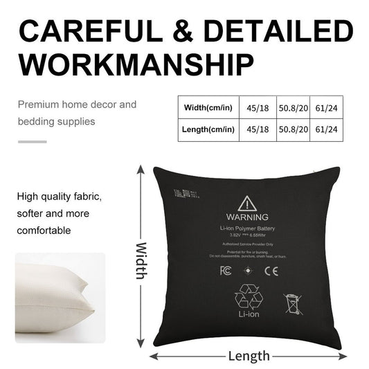 Lithium Ion Battery Linen Throw Pillow Cover