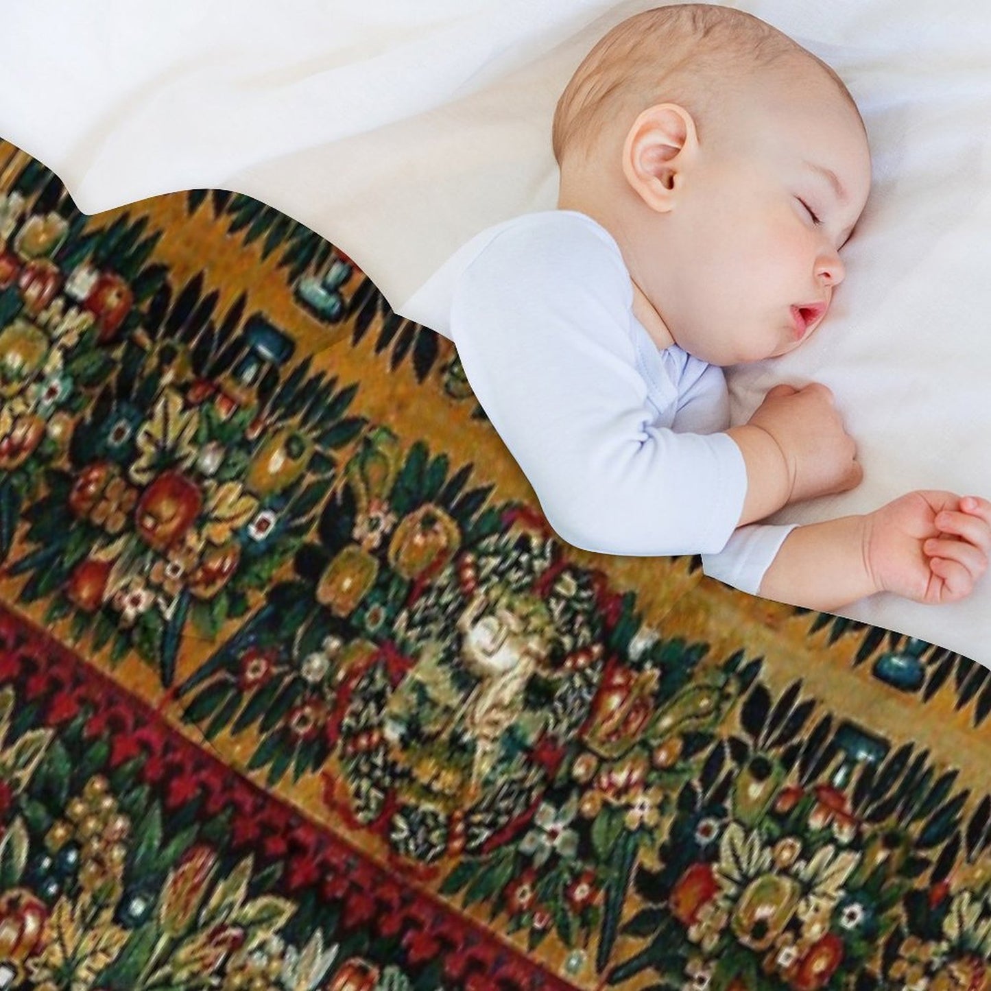 Medieval Unicorn Floral Tapestry Throw Blanket