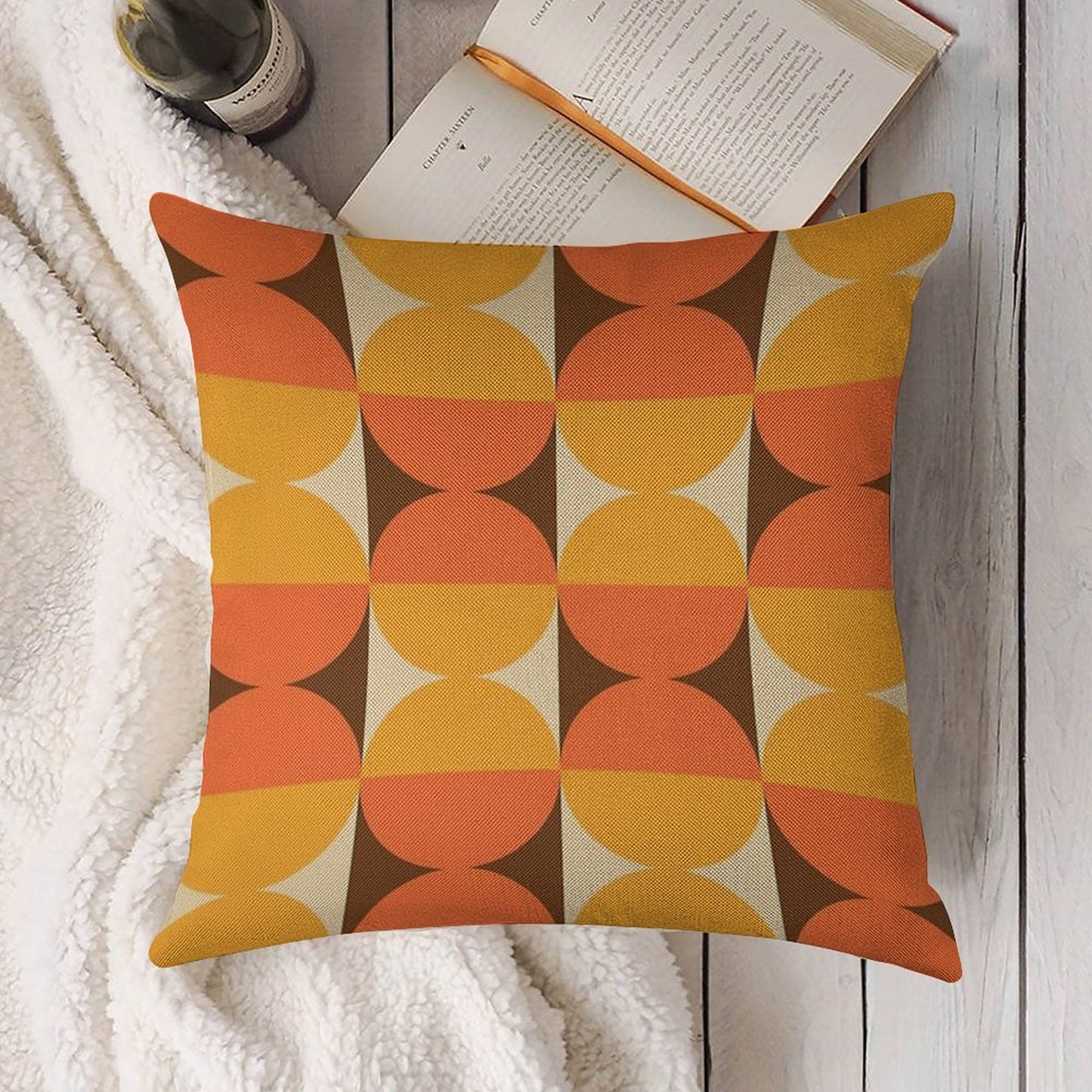 Mid Century Modern Geometric Abstract Pattern 727 Linen Throw Pillow Cover