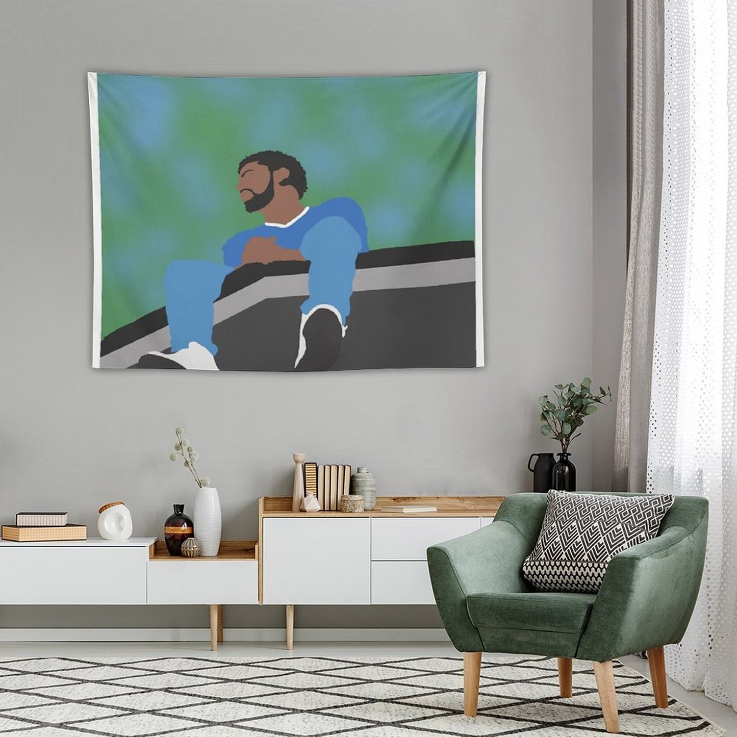 J. Cole Minimalist Album Cover Tapestry