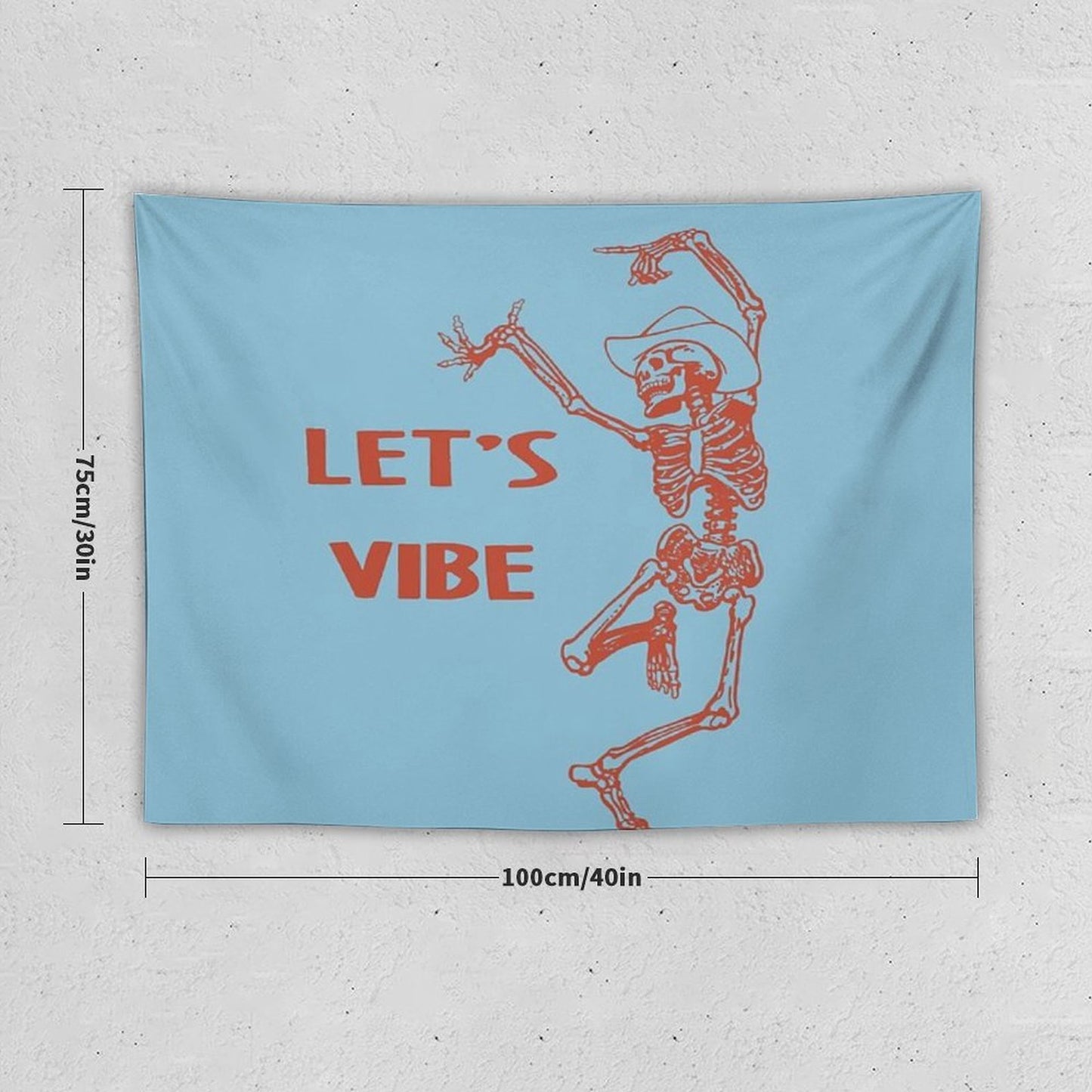 Let's Vibe Cowboy Skeleton Tapestry