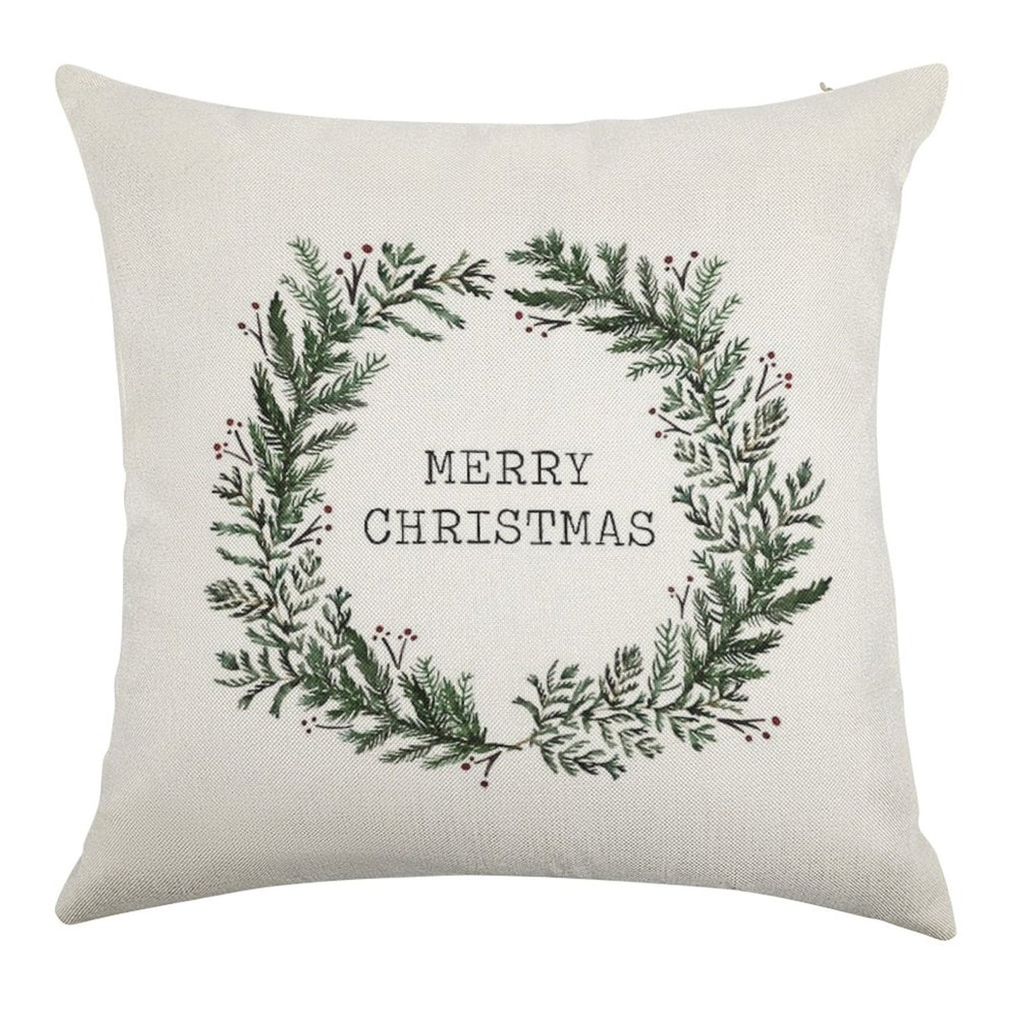 Simple Merry Christmas Linen Throw Pillow Cover