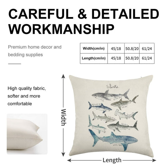 Sharks Linen Throw Pillow Cover