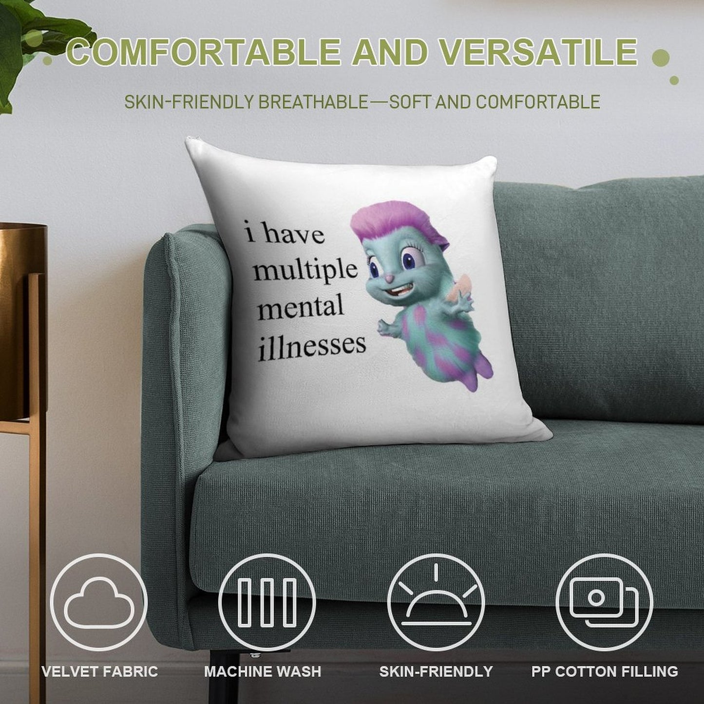 Bibble Mental Illness Rights Soft Style Accent Throw Pillow