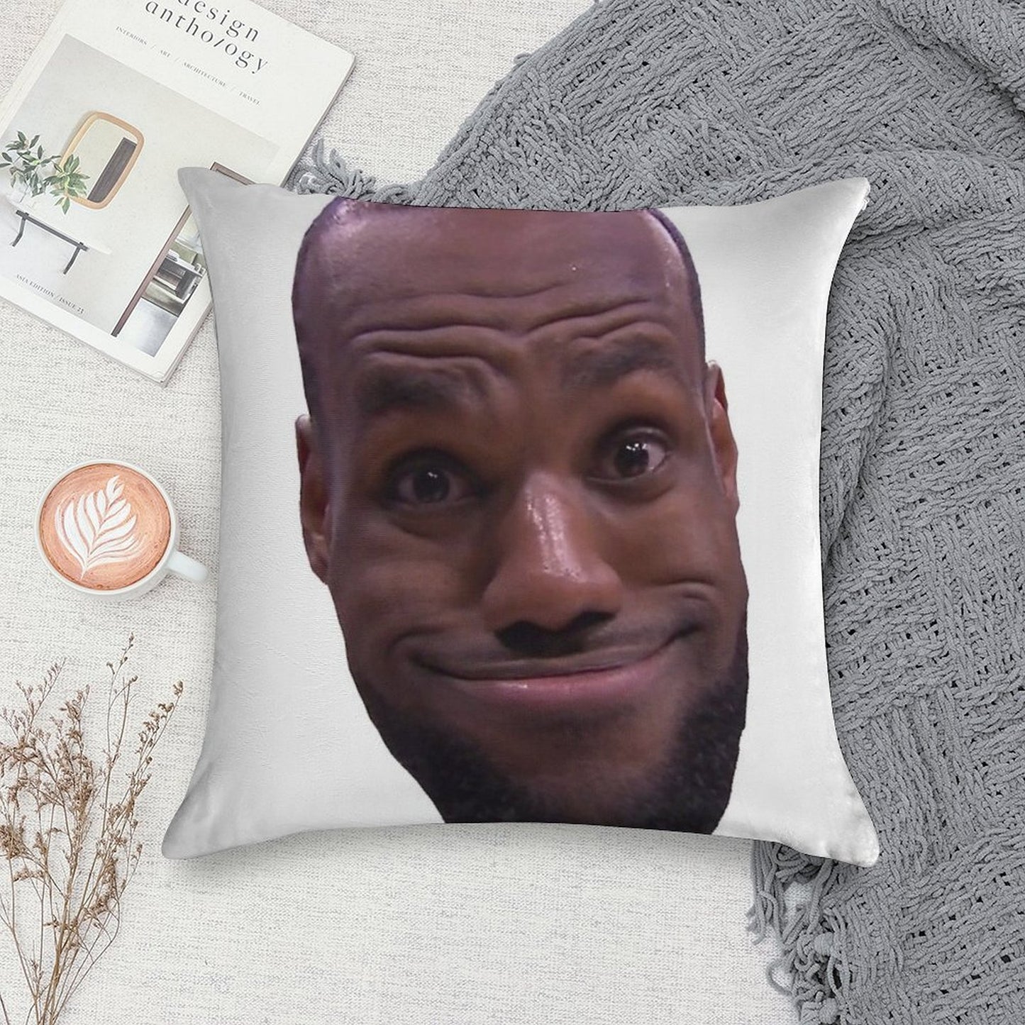 Lebron James Goofy Face Soft Skin-Friendly Throw Pillow