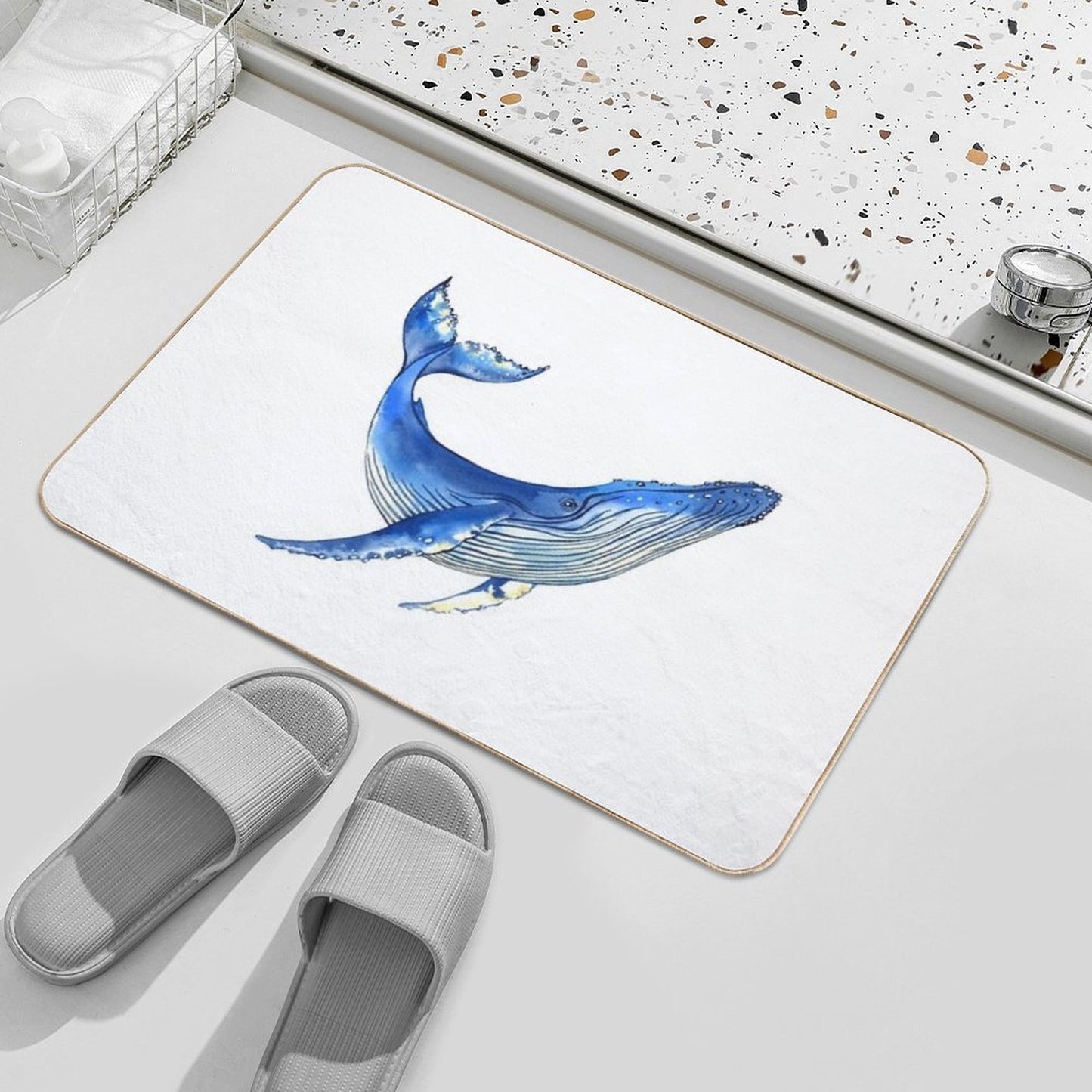 Watercolor Whale Absorbent Bath Mat