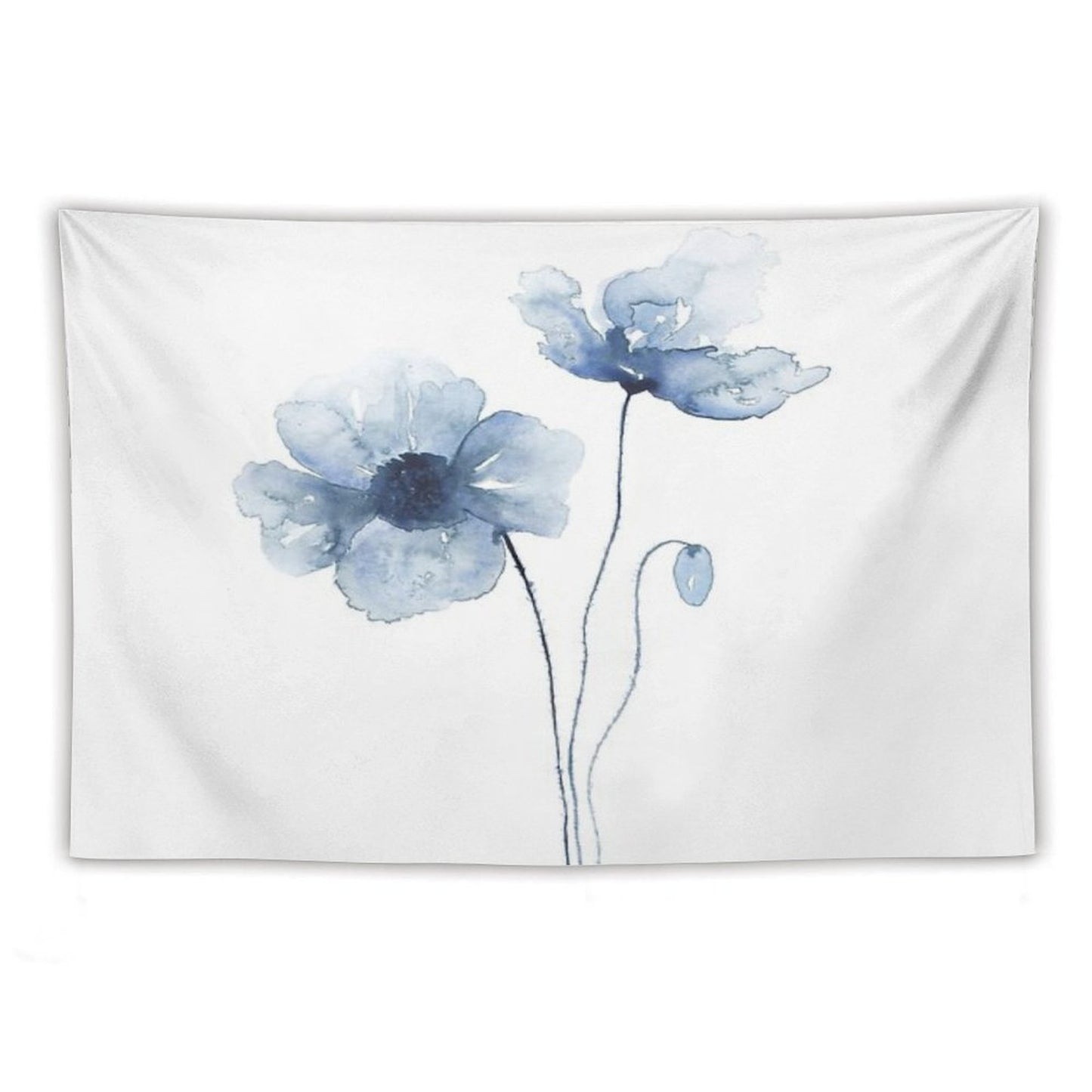 Blue Watercolor Poppies Tapestry