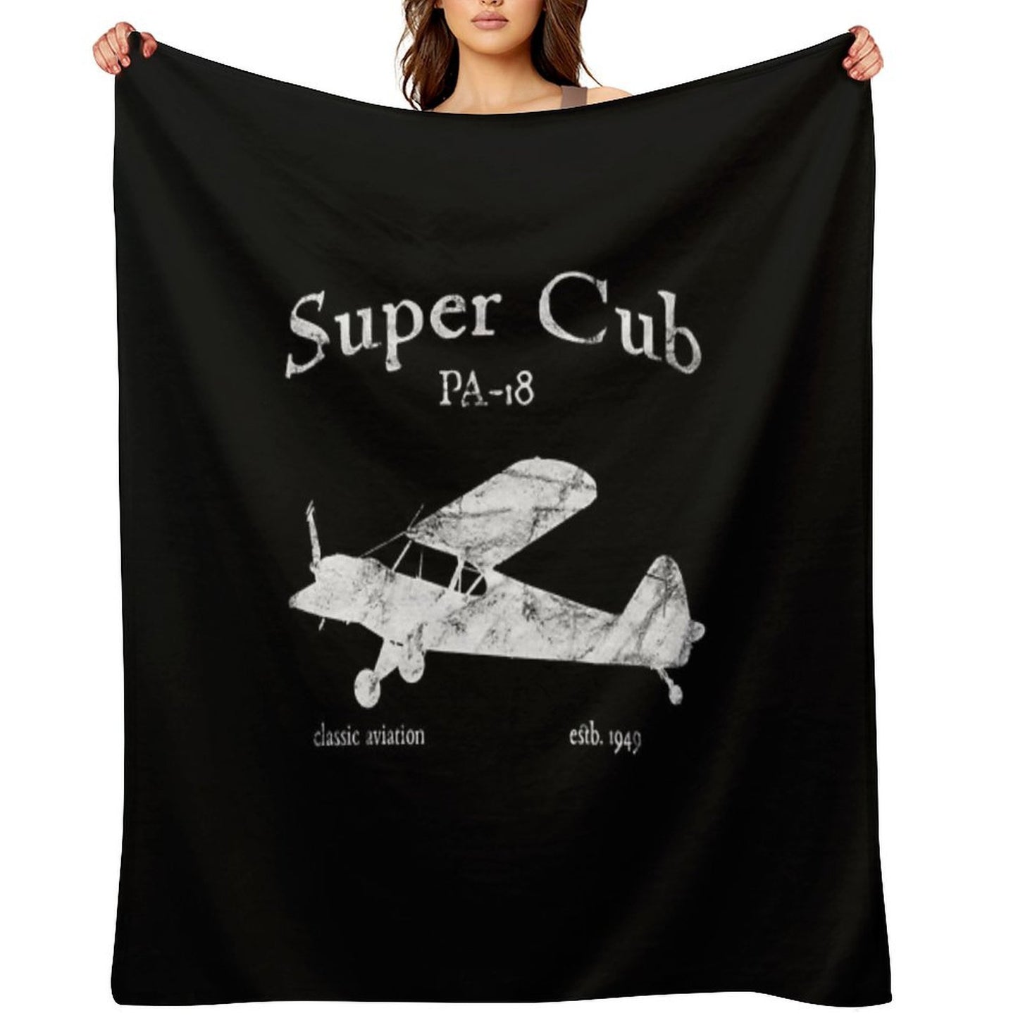 PA-18 Super Cub Airplane Classic Vintage Design Throw Blanket